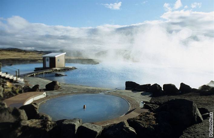 Island, termální koupele u Reykjavíku