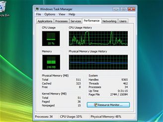 Vista dokáže při nečinnosti výtížit procesor Atom pŕes 10%