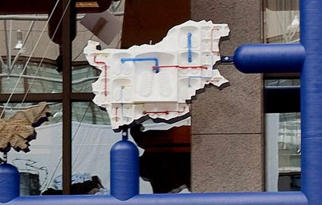 Zobrazen Bulharska v plastice Entropa, kter zdob budovu Rady EU v Bruselu