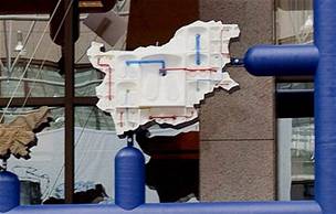 Zobrazení Bulharska v plastice Entropa, která zdobí budovu Rady EU v Bruselu