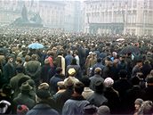 Manifestace na Staromstském námstí v den Palachova pohbu (25. ledna 1969)