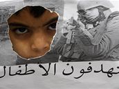 Jordánský chlapec protestuje v Ammánu proti izraelskému zásahu v pásmu Gazy.