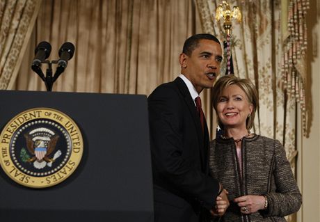 Prezident USA Barack Obama se svou ministryní zahranií Hillary Clintonovou