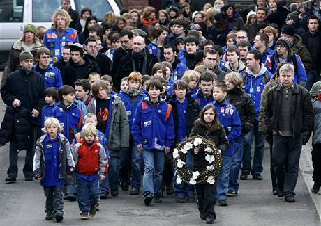 Pietn shromdn v zpadobelgickm mst Dendermonde. (25. ledna 2009)