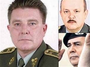 Obvinní generálové - zleva Frantiek Hrabal, Rostislav Mazurek a Radoslav Rotrekl 