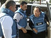 Generální tajemník OSN Pan Ki-Mun v pásmu Gazy (20. leden 2009)