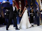 Prezident Barack Obama a prvn dma Michelle tan na inauguranm ble mladch ve Washingtonu.