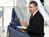 Prezident Barack Obama pronáí svj inauguraní projev