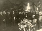Poloení základního kamene k budov Právnické fakulty MU za pítomnosti prezidenta T. G. Masaryka  9. 6. 1928