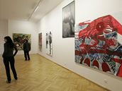 Výstava Transfer v Dom umní, vpravo obrazy Barbory lapetkové 