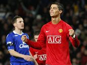 Manchester United - Everton: domácí Cristiano Ronaldo slaví gól