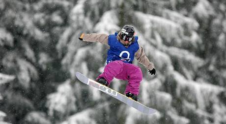 Ve Skiareálu Lipno se o víkendu vystídalo pt tisíc lidí. Milovníkm adrenalinové jízdy plné skok a obrátek zde slouí zrekonstruovaný snowpark. (1. 2. 2009)