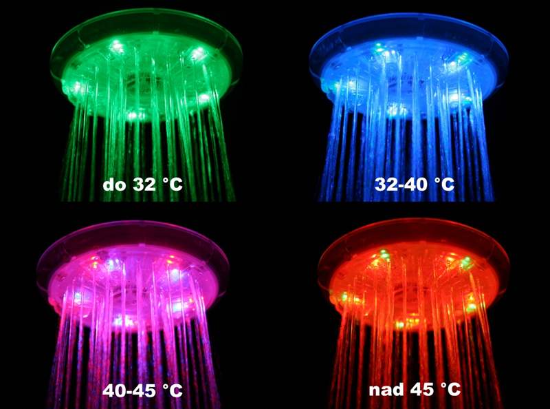 Sprcha mění barvy podle teploty