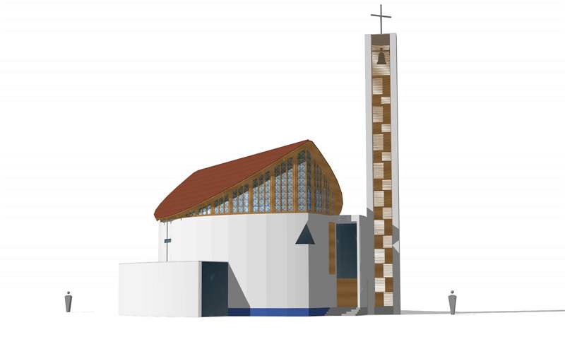 Vizualizace nové kaple v Kosticích