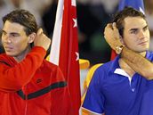 NESHODNOU SE. Rafael Nadal (vlevo) a Roger Federer nali dalí téma, na které