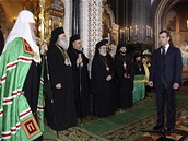 Prezident Dmitrij Medvedv na slavnostním uvedení patriarchy Kirilla do ela ruské pravoslavné církve