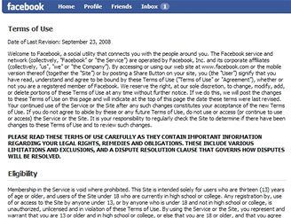 Facebook - TOS z 2008