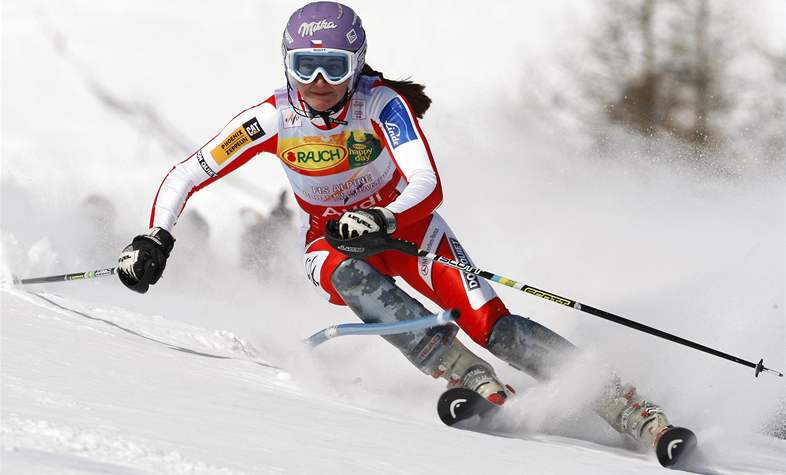 árka Záhrobská bhem prvního kola slalomu na MS ve Val d'Isere.