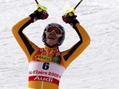 VÍTZKA. Maria Rieschová z Nmecka se raduje z triumfu ve slalomu na MS.