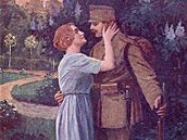 Klasický válený pohled, rok 1918, louící se milenci. Frantiek tu v roce 1918 píe z Vídn píteli, e oekává narukování na frontu