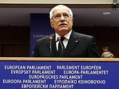 Václav Klaus pi projevu v Evropském parlamentu v Bruselu (19. února 2009)