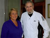 Fidel Castro s chilskou prezidentkou Michelle Bacheletovou