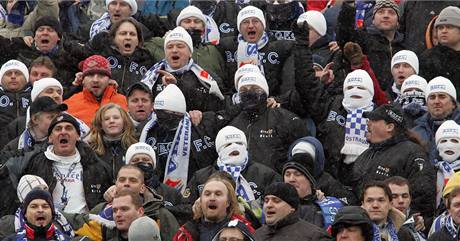 Fanouci Baníku Ostrava v utkání s Brnem