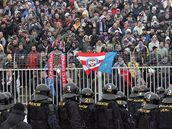 dn fotbalovch chulign na stadionu na Srbsk v Brn ped zpasem 1. FC Brno a Bank Ostrava