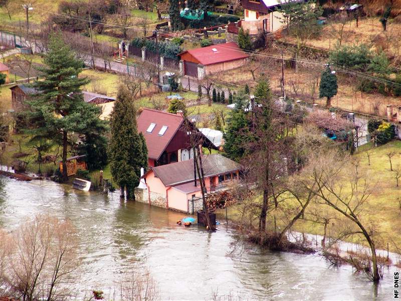 Zaplavené zahrady ve Znojm - 6. bezen 2009