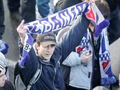 Slavia - Ostrava, fanou�ci hostujícího týmu.