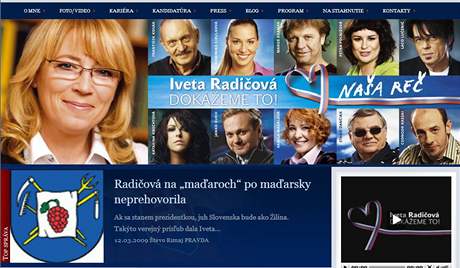 Internetové stránky Ivety Radiové.
