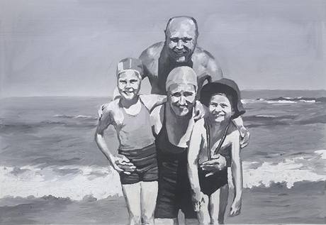 Gerhard Richter. Rodina u moře, 1964.