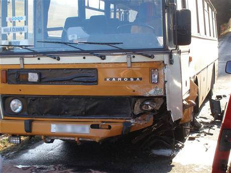 Ponien autobus pi nehod o obce drek u Nchoda (18.3.2009)