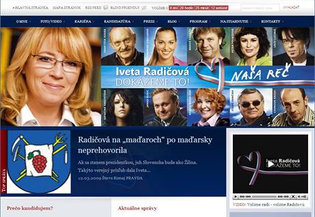Internetové stránky Ivety Radiové.
