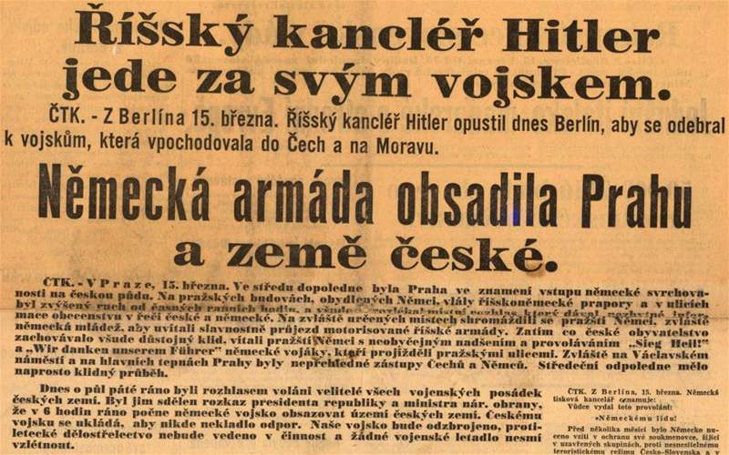 Veer 16. bezna - píjezd Hitlera do Prahy