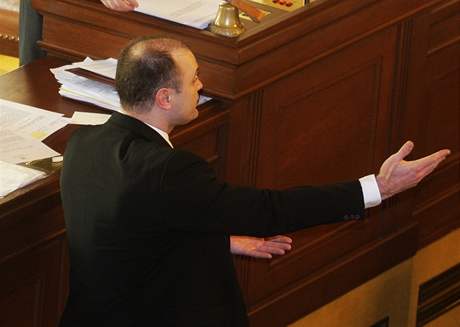Ministr vnitra Ivan Langer a místopedseda Snmovny Lubomír Zaorálek (25.3.2009) 
