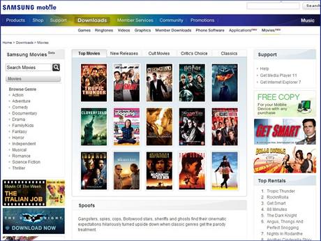 On-line filmový obchod Samsung Mobile
