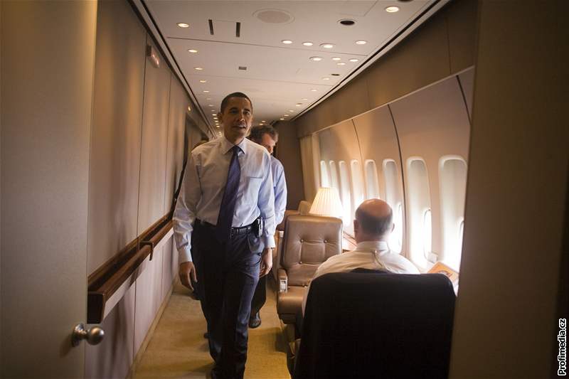 Americký prezident Barack Obama na palub Air Force One