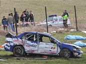 Nehoda na Valaské rallye. Závodní auto usmrtilo ti lidi. (28. bezna 2009)