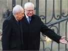 imon Peres bhem jeho nvtvy R s Vclavem Klausem (30. bezna 2009)
