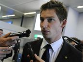 Slovenský úto�ník Filip Holo�ko po p�istání v Praze