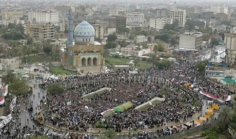 Protiamerick demonstrace v Bagddu (9. dubna 2009)