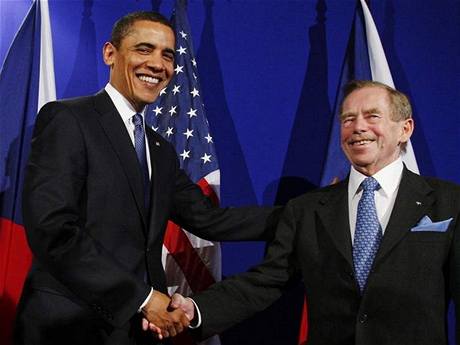 Barack Obama a Václav Havel v Praze.
