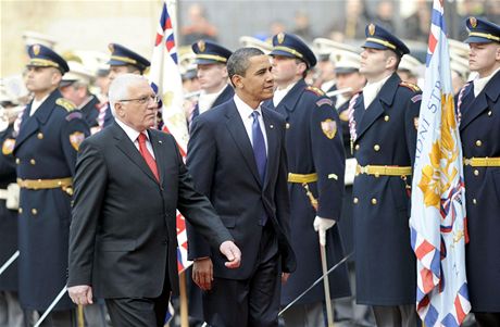Vclav Klaus vt Bracka Obamu na Hrad (5. dubna 2009)