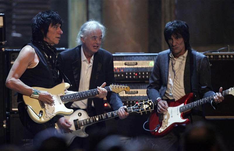 Rockandrollová sí slávy 2009: Jeff Beck, Jimmy Page, Ron Wood
