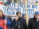 Libor Halík protestuje na námstí Svobody v Brn proti potratm
