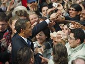 Americký prezident Barack Obama po projevu na praském Hradanském námstí (5. dubna 2009)