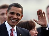 Barack Obama po píletu na letit v Ruzyni