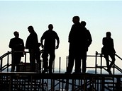 P�ípravy na projev Baracka Obamy na Hrad�anském nám�stí v Praze (3. dubna 2009)