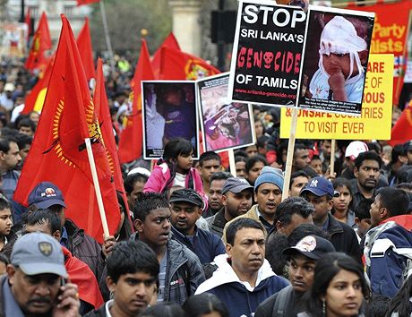 Demonstrace Tamil v Londýn (11.4.2009)